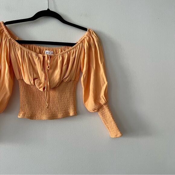 Lovers + Friends Walter Smocked Blouse in Tangerine Orange - Picture 4 of 6